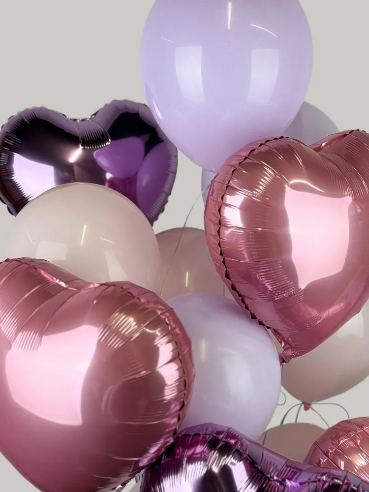 16 purple and pink balloons set (helium inflated)