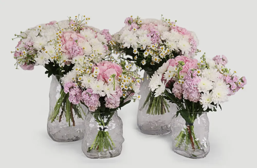 Floral 4 mix bouquets in soft blush and white