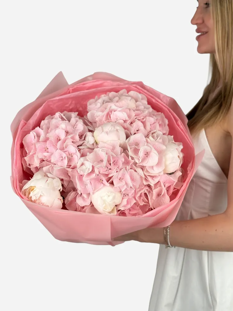 Pink hydrangea & peony bouquet