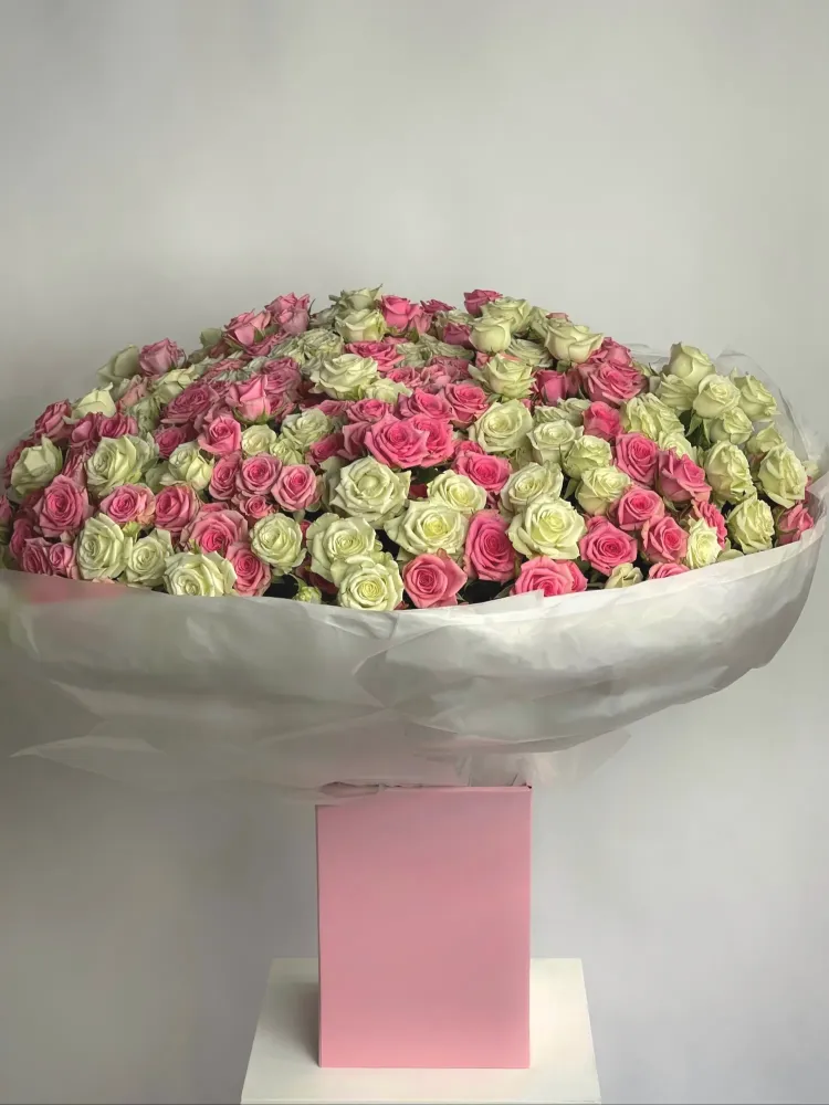 Celestially bouquet of pink and white roses