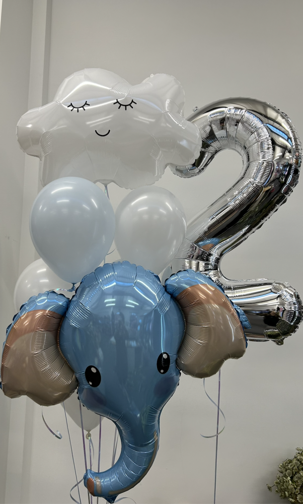 Pastel elephant celebration (15 balloons helium inflated)