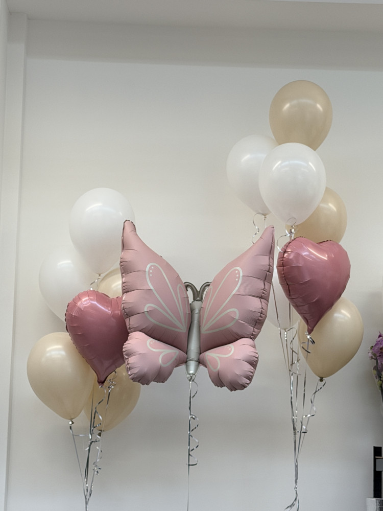 Golden wings & hearts (14 balloons helium inflated)