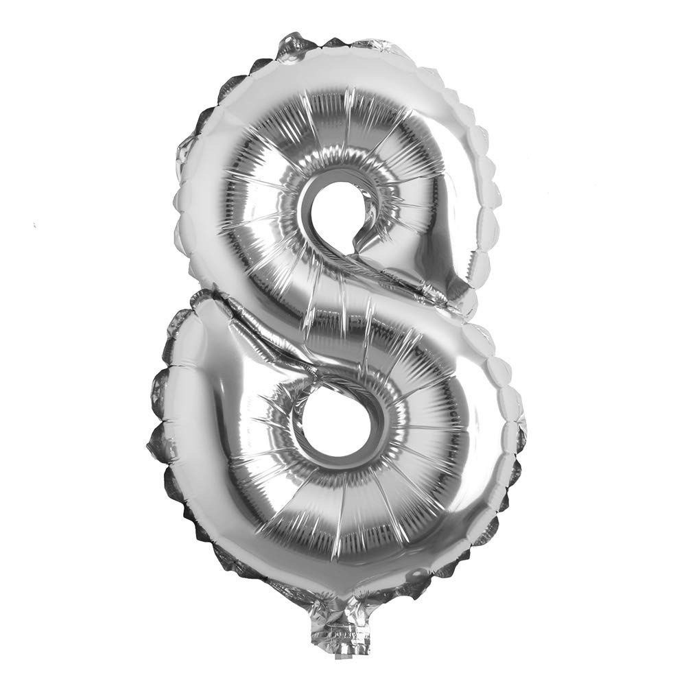 Silver balloon number 8 (helium inflated)