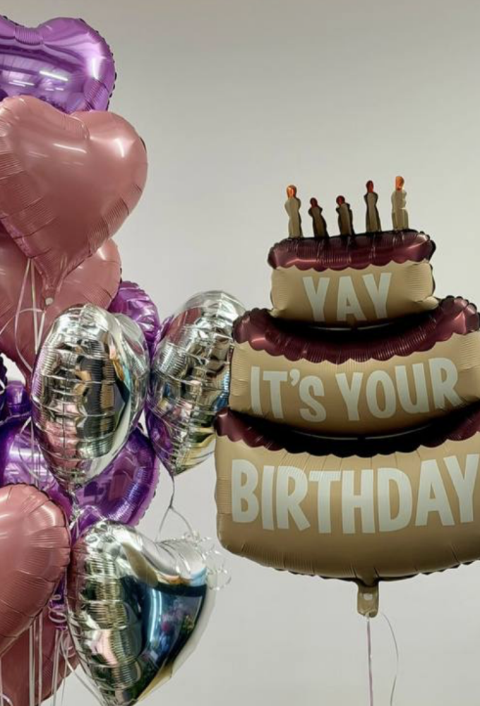Birthday cake balloon bundle (13 balloon helium inflated)