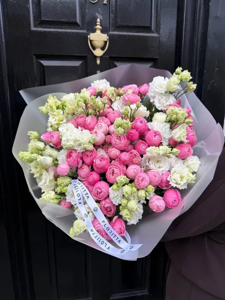 Blushing belle (peony spray roses & eustoma)
