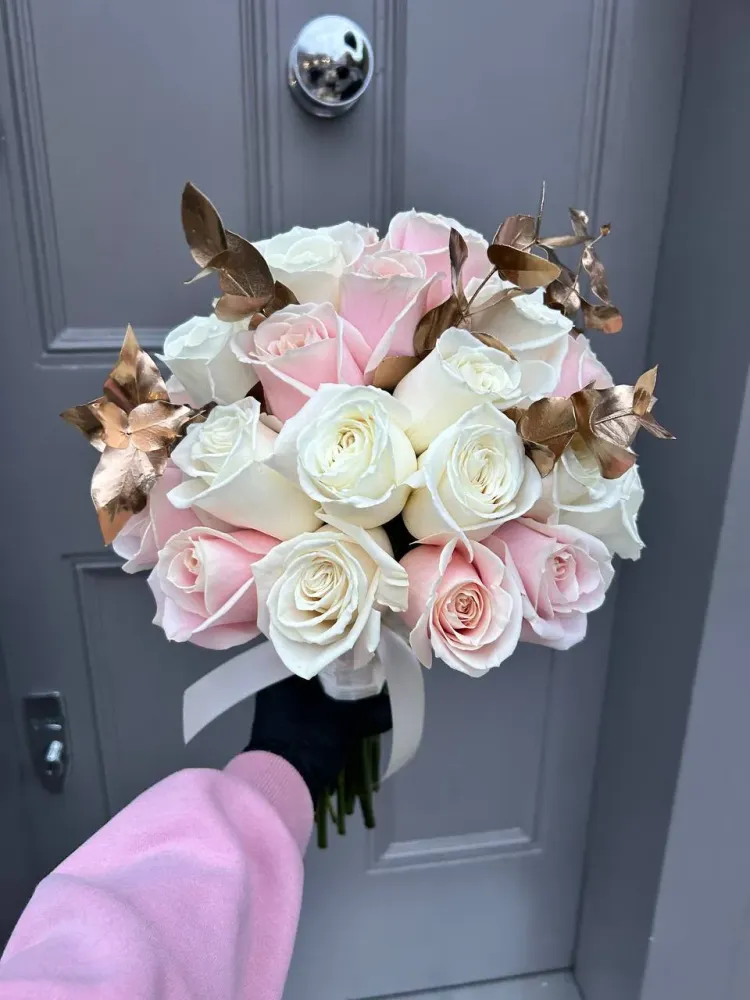 Golden grace & blush bride bouquet