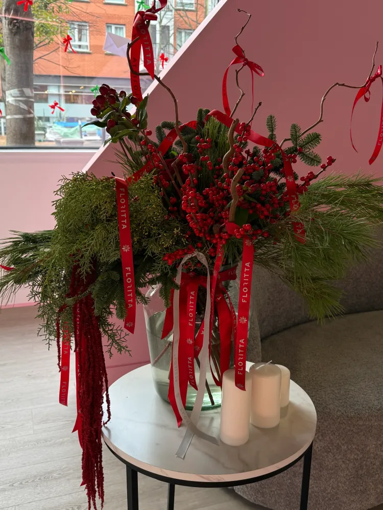 Red velvet Christmas arrangement