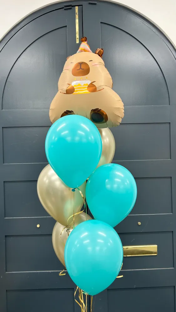 Cheerful capybara party (7 balloons helium inflated)