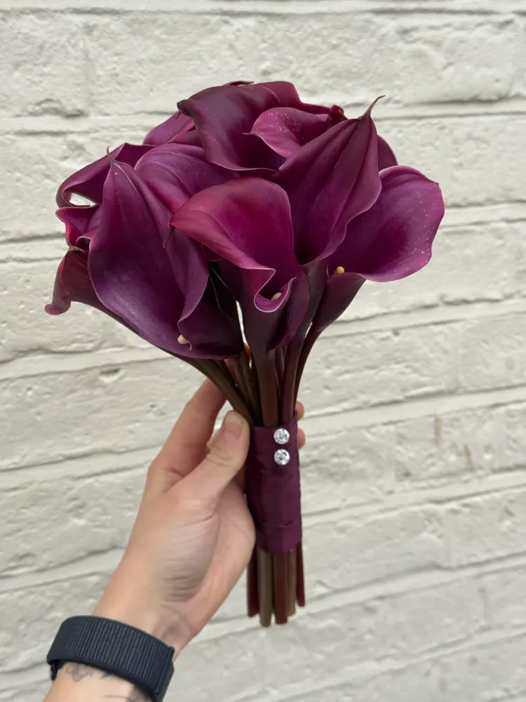Deep burgundy calla lilies bridal bouquet