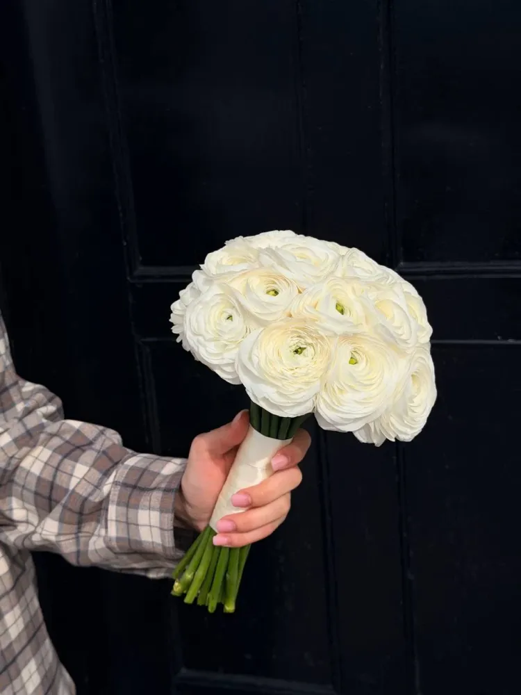 White ranunculus bridal bouquet