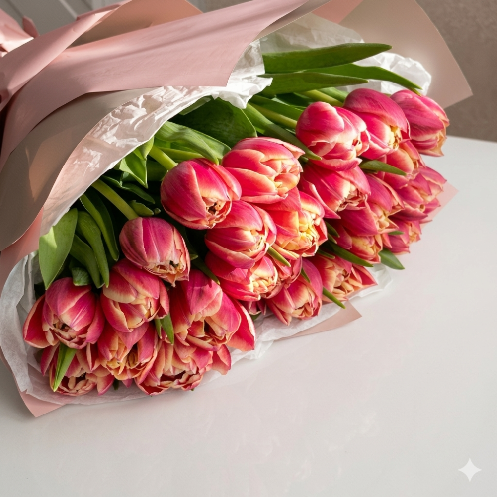 30 peony pink tulips