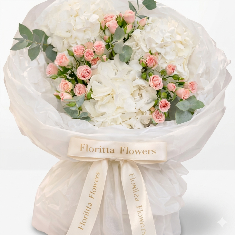 Petal whisper ( spray roses, hydrangea )