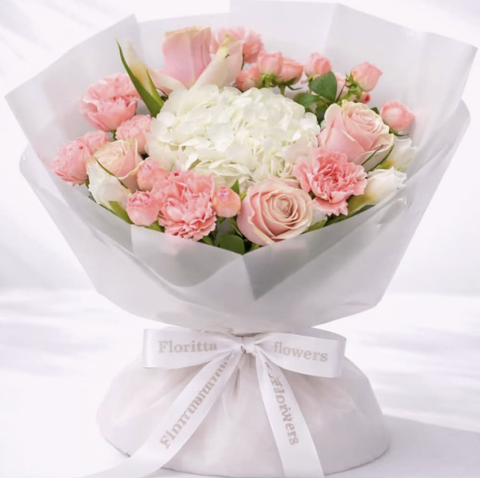 Blush harmony ( roses, hydrangea, carnations )