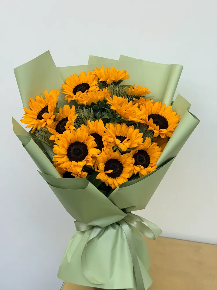 Sunlit reverence (15 sunflowers)