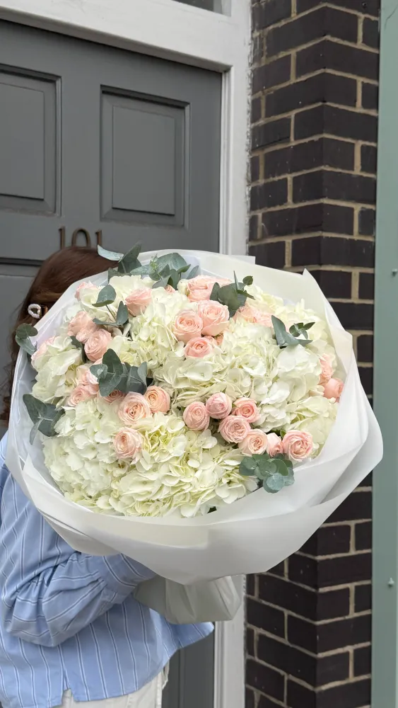 Blush & silk (hydrangeas & spray roses)