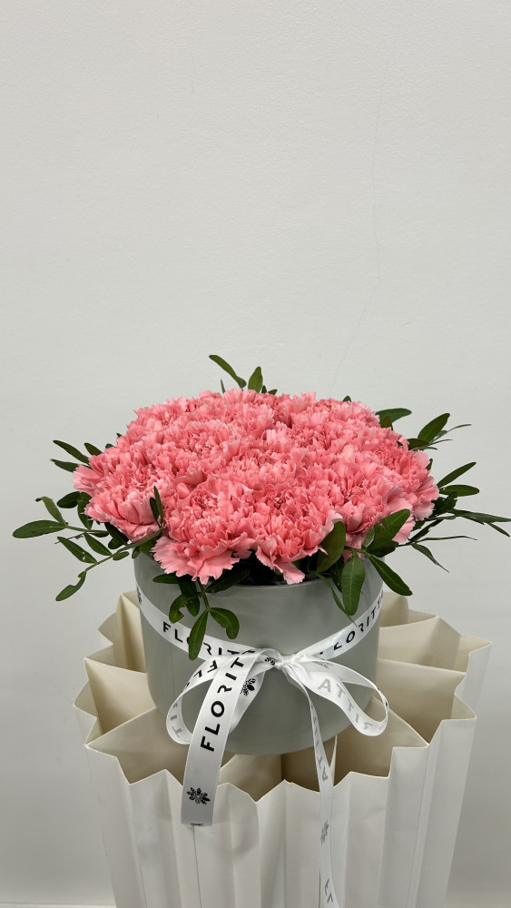 Pink whisper box (pink carnations)