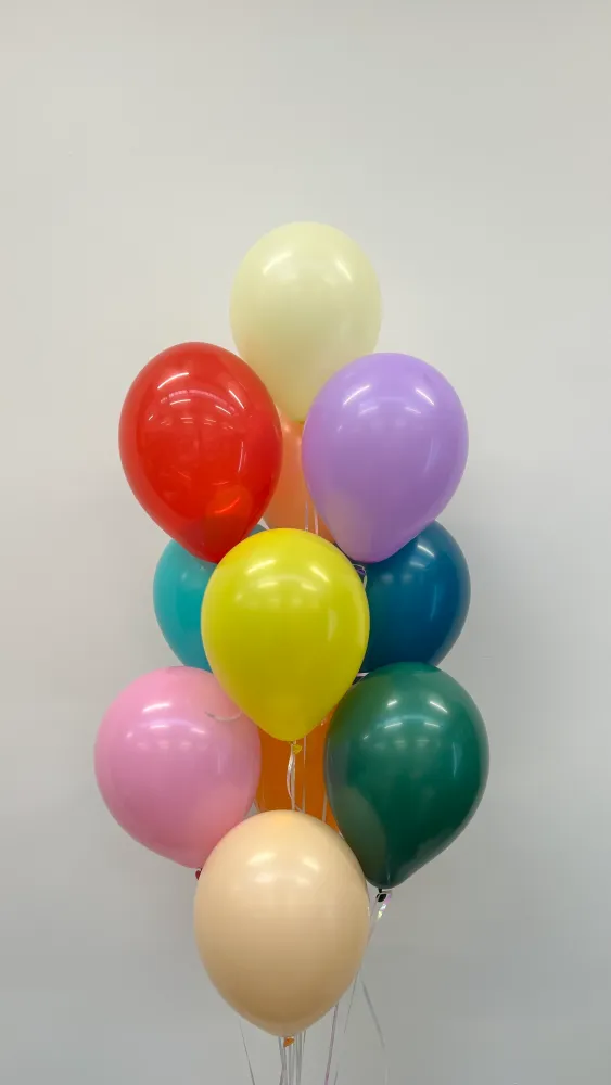 Carnival celebration cluster (11 balloons helium inflated)