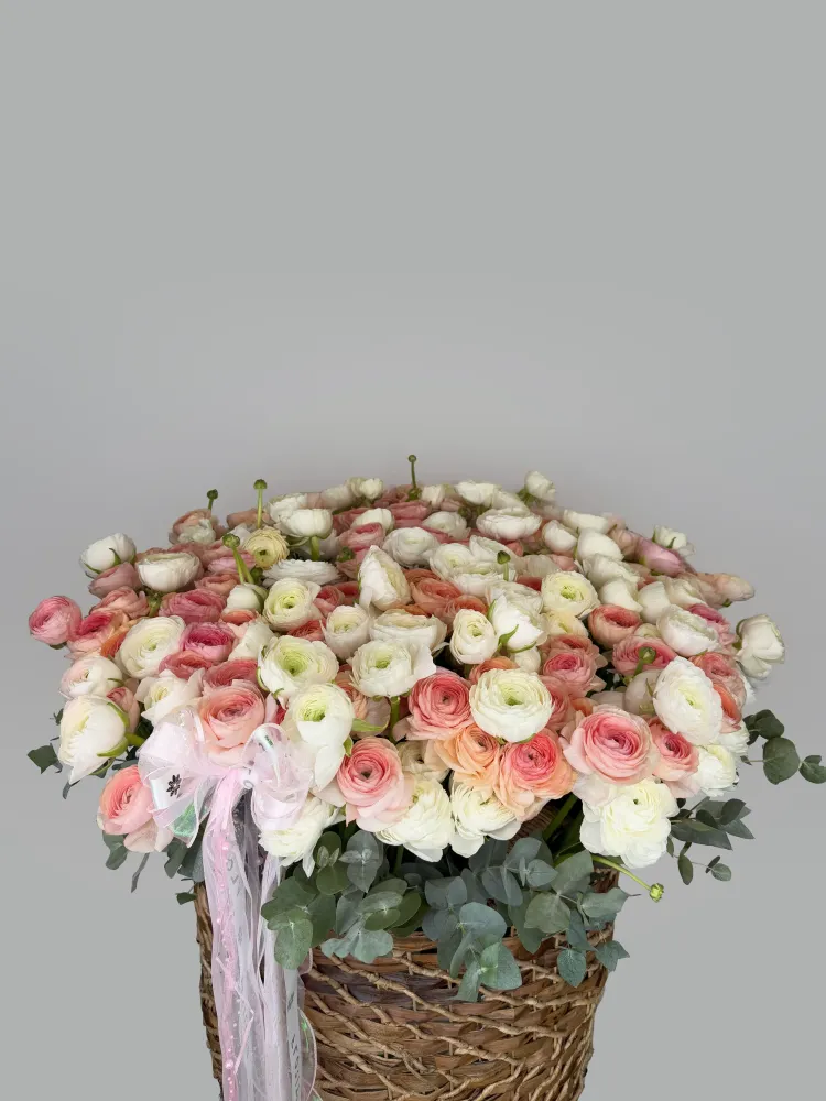 Elegant basket of ranunculus