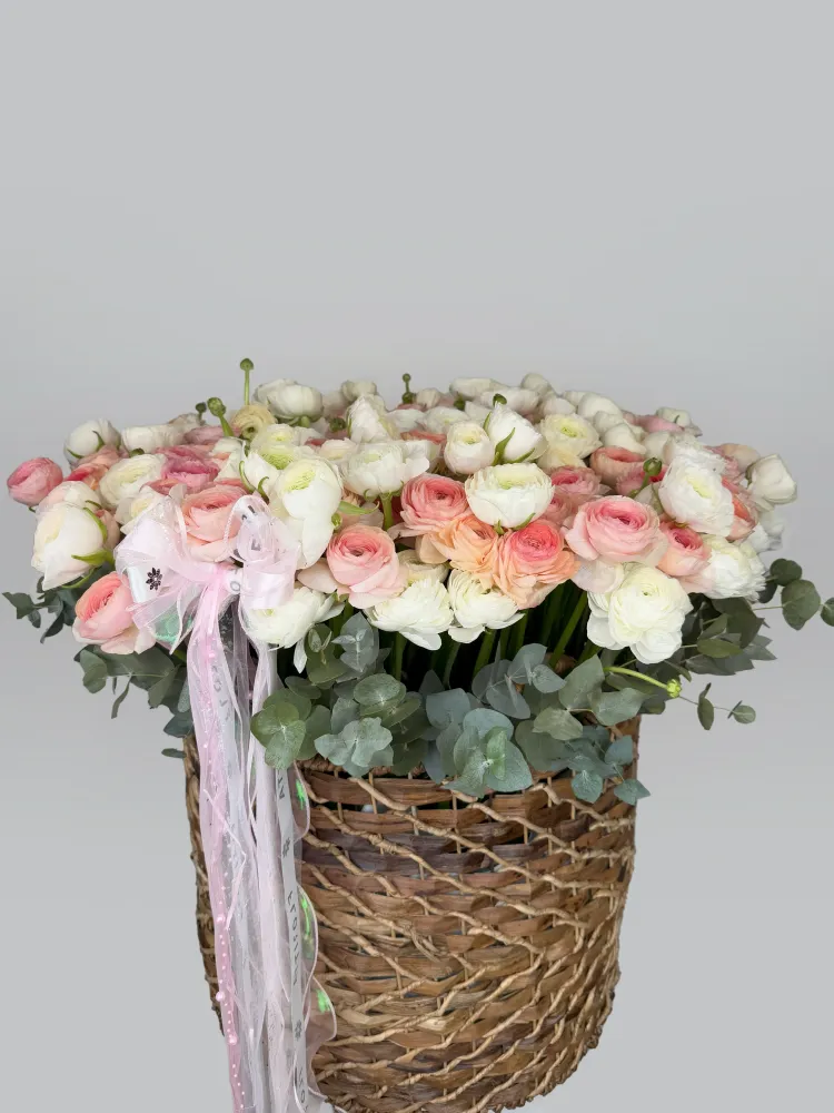 Elegant basket of ranunculus